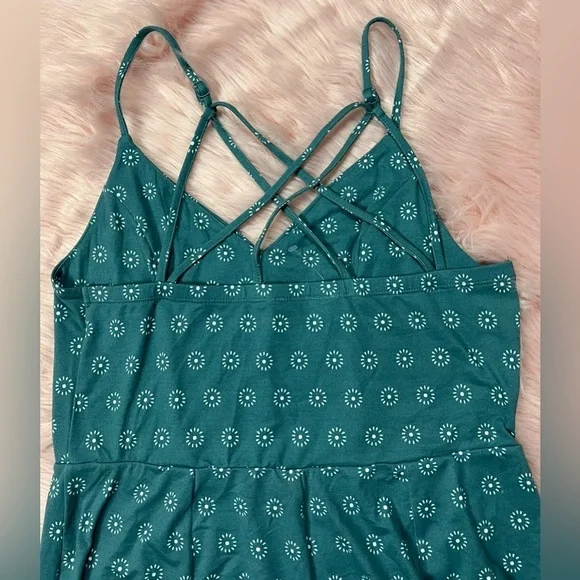 Teal Green Knit Jumpsuit w/Strappy Back Sz L By Davina NWOT - Picture 7 of 8